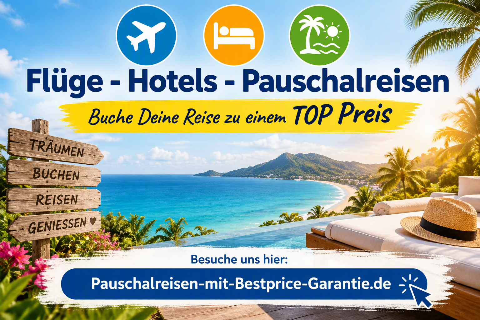 Flüge, Hotels, Pauschalreisen